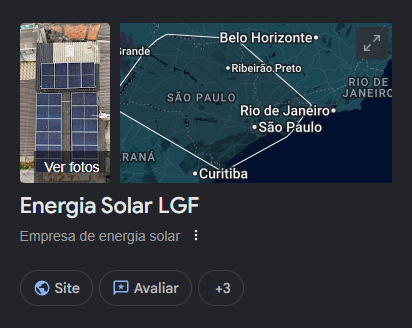 Perfil do Google Meu Negócio de Solar LGF